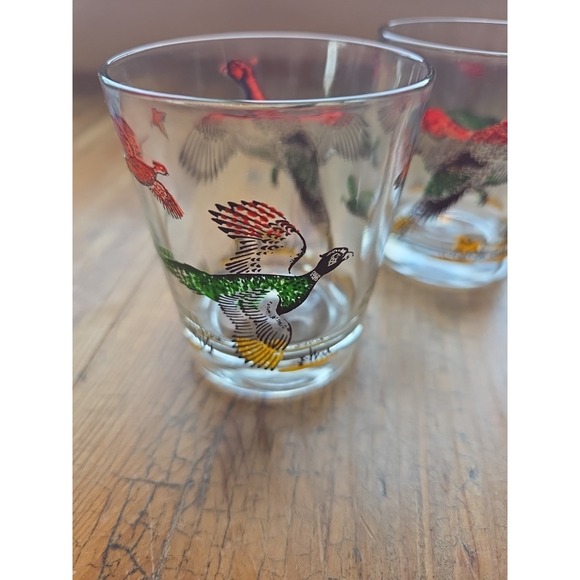 Vintage Pheasant Hunting Shot Glasses Set of 3 Hunter and Dog Bird Scene Clear - Picture 4 of 12